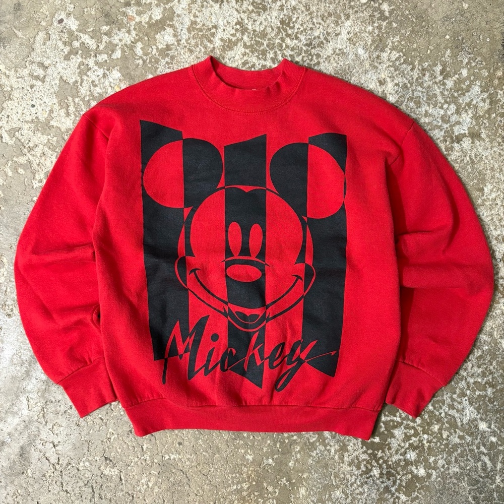 Vintage Disney Retro Red & Black Mickey Graphic Sweatshirt | WS-L, MS
